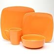 sengWare 4-Piece Uptown Square Dinnerware Set, Tangerina
