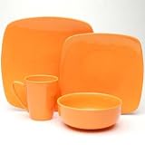 sengWare 4-Piece Uptown Square Dinnerware Set, Tangerina - visli.com hot deals