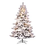 12' x 81" Mesabi Christmas Tree, Flock Prelit, Clear, Full