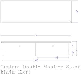 Wood Dual Monitor Stand with Drawer and Cubby