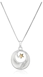 Two-Tone Sterling Silver and Yellow Gold Inspirational Pendant Necklace, 18"