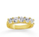 18k Yellow Gold 5 Stone 1 1/2Ct Diamond Anniversary Band
