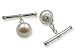 Genuine White Cultured Freshwater Pearl Sterling Silver Cufflinks