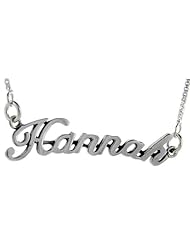 Sterling Silver HANNAH Name Necklace 3/8 inch, 17 inches long