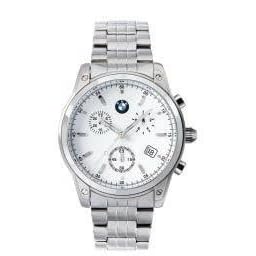 BMW Mess Sporty Chronograph Watch White Dial Stainless Band