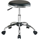Kitchen & Housewares : Chrome Finish Backless Stool with Vinyl Seat