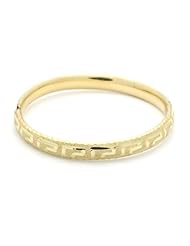 14K Yellow Gold 8mm Diamond Cut Greek Simbol 2.5 Diameter Adjustable Bangle Bracelets