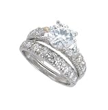 Sterling Silver Engagement 2 Set Rings