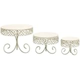 Deco 79 Metal Cake Stand, 12 by 10 by 7-Inch, Set of 3