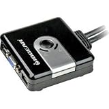 IOGear 2-Port Compact USB VGA KVM with Built-in Cables GCS42UW6 (Black)