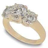 7.0/6.0mm Round Moissanite 3 Stone Ring