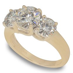 7.0/6.0mm Round Moissanite 3 Stone Ring