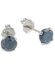 14k White Gold Blue Diamond Martini Style Solitaire Studs