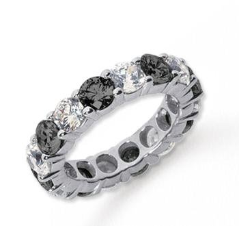 316abSaw1TL 5Ct Black and White Diamond Platinum Eternity Band