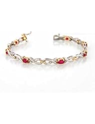 14k Gold 2.85ct tw 5x3 Oval Ruby and Diamond Bracelet