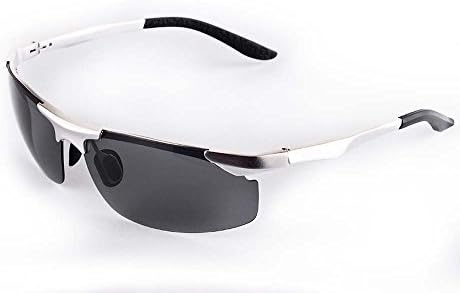 Men's polarized sunglasses aluminum magnesium sunglasses driving sunglasses dedicated driving sunglasses polarizer driver (Silver frame)