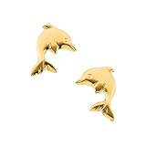 14K Yellow Gold Children's Dolphin Earrings