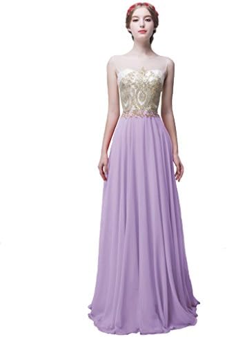 Tivansi Women's Long Chiffon Bridesmaid Party Dresses Violet US Size 0