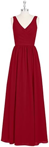Concise A-line Burgundy Bridesmaid Dresses Chiffon V Neckline Zipper Up Back