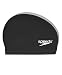 Speedo Silicone Stretch Fit Swim Cap (Black/Silver, Small/Medium)