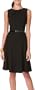 AGB Sleeveless Belted Pleated Black A-Line Dress