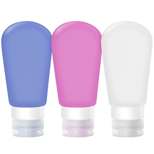 SySrion Travel Bottles Set with Leak Proof Silicone Bottles TSA Approved - Squeezable & Refillable Travel Containers for Shampo, 3oz, Set of 3
