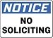 NOTICE NO SOLICITING 7 x 10 Aluminum Sign