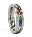 Rainbow Super Full String Clear & Rainbow Ring. Gay & Lesbian Pride Stainless Steel Ring (Great as Gay Gift or Wedding Marriage or Engagement band w/ CZ Stones)