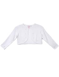 Apparel: Little Girls Sweater Style Knit Cotton Bolero Pearl Jacket White Size L (8-10)