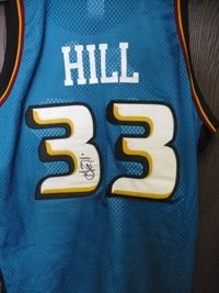 Hill, Grant Autographed/Hand Signed Pistons Champion Replica Jersey