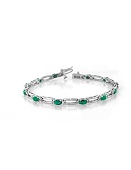 14k Gold 3.55ct tw 5x3 Oval Emerald and Diamond Bracelet