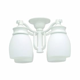 Casablanca KGC12W-11 Four-Light Wet Rated Fixture with White Glass, Snow White