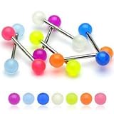 Lot of 6pc Glow in the Dark Barbell Tongue Rings 14g 5/8" Body Piercing Jewelry