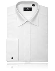 Apparel: Mens Laydown Collar Plain Front White Tuxedo Shirt / Dress Shirt / Formal Shirt 19.5" - Perfect to wear with tuxedo, dinner suit, formal suit & prom suit.