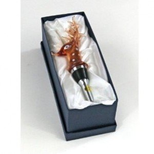 Wine or Bottle Stopper Holiday Reindeer in Art Glass