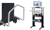 Stand Up Workstation, 29-1/2x22x35-49, Black/Medium Oak