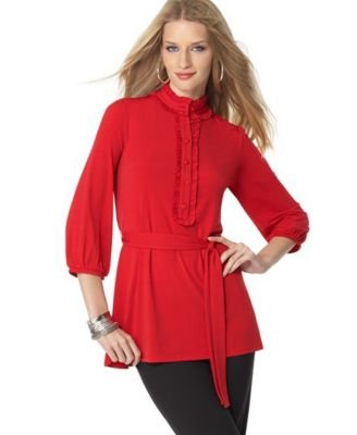 Click here to buy Style&co. Ruffle-Trim Tunic with Tie Belt by Style&co..