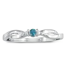 10K White Gold Blue Diamond promise-rings Ring .06ct: Jewelry