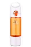 Bwiv Tritan軽量 プラワンタッチボトル ウォーターボトル 子供 学生用 おしゃれ水筒 350ML オレンジ