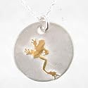 Round Two-tone Frog Pendant in Sterling Silver and 24kt Gold Vermeil on 16" chain, #8884