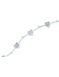 0.15ctw 7" 5mm (1/5") Diamond Heart Bracelet 925 Sterling Silver