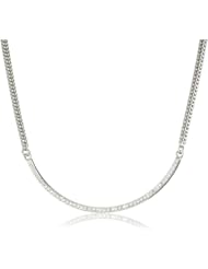 Vita Fede Half-Moon Silver with Clear Crystal Necklace