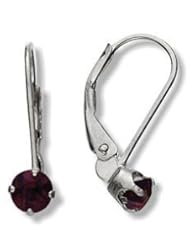 January 10 Karat White Gold Genuine 0.60tcw. 4mm Garnet Leverback Earrings for Girls