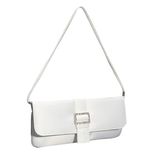 Vanessa Satin Buckle Evening Bag (Ivory)