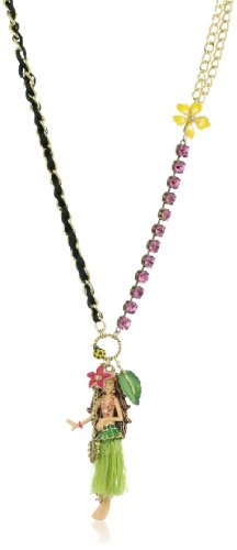 Betsey Johnson "Hawaii Luau" Hula Girl Pendant Long Necklace