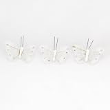 Lot de 3 papillons aimant&eacute;s &agrave; Strass Blanc