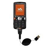 Einziehbares USB Kabel f�r Sony Ericsson w810c mit Hot Sync und aufladen Einsatzm�glichkeiten  von Gomadic mit TipExchange Technology