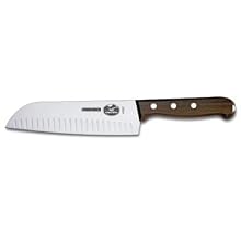 Victorinox 7-Inch Granton Edge Santoku Knife, Rosewood Handle