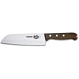 Victorinox 7-Inch Granton Edge Santoku Knife, Rosewood Handle