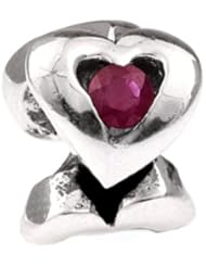 Silverado Ruby - July Silver Charm - Fits On Pandora Chamilia And Troll Bracelets